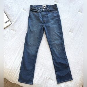 Frame Denim Women's Le High Rise Straight Jeans Size 28 - Dark Blue Wash.